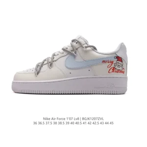 Nike Air Force 1 '07 Low White Leather Sneakers with Air Cushion