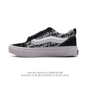Vans Knu Skool VR3 LX Leather Bread Shoe in Classic Black and White