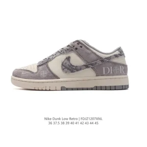 Nike Dunk Low Retro Vintage Basketball Sneakers with Leather Upper