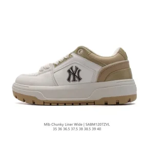 MLB Chunky Wide New York Yankees Retro Bread Shoes Thick Sole Elevated Sneakers 2024