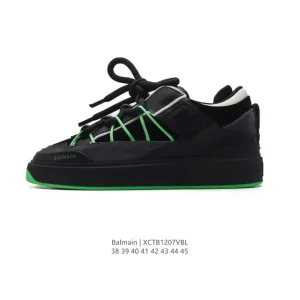 Balmain Low-Top Lace-Up Sneakers with Thick Sole and Elevated Design