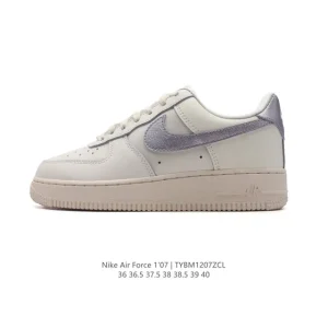 Nike Air Force 1 '07 Low White Leather Casual Sneakers with Air Cushion