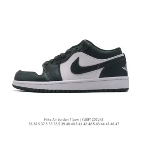 Jordan AJ1 Low Retro Leather Sneakers with Wings Logo and Air Cushioning