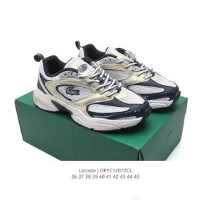 Lacoste Men's Women's Thick Sole Old School Fashion Sneakers Breathable Mesh Shoes