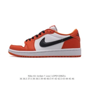 Jordan Air 1 Low Retro Leather Sneakers with Air Cushion