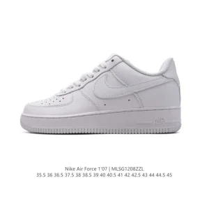 Nike Air Force 1 '07 Low White Leather Sneakers with Air Cushion
