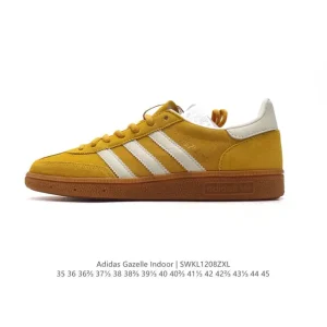 Adidas Originals Gazelle Indoor Retro Leather Sneakers with Gum Sole