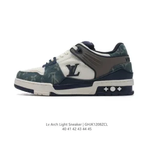 Louis Vuitton Trainer Sneaker Low Men's Fashion Thick Sole Leather Shoes