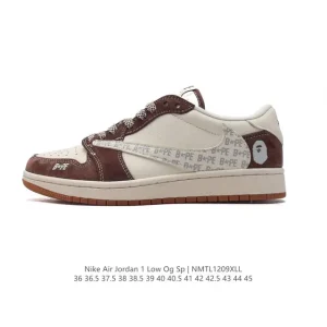 Bape x Nike Air Jordan 1 Low Military Blue Retro Basketball Shoes