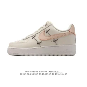 Nike Air Force 1 '07 Low White Leather Sneakers with Air Cushioning