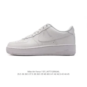 Nike Air Force 1 '07 Low White Leather Sneakers with Air Cushion