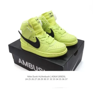 Nike Ambush SB Dunk High Kids Shoe Collaborative Oversized Swoosh Leather