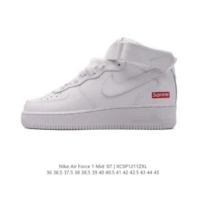 Nike Air Force 1 Mid 07 White Leather Casual Sneakers for Men and Women