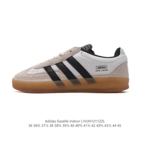 Adidas Originals Gazelle Indoor Retro Leather Sneakers with Gum Sole