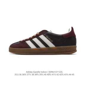 Adidas Originals Gazelle Indoor Retro Leather Sneakers with Gum Sole