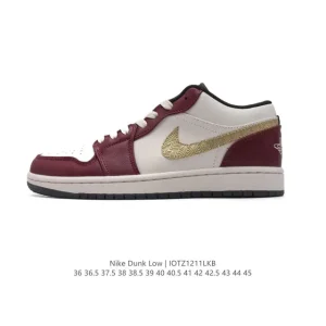 Jordan Air 1 Low Retro Leather Sneakers with Air Cushion