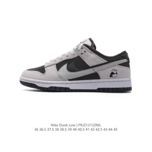 Nike Dunk Low Panda Double Swoosh Cartoon Print Sneakers