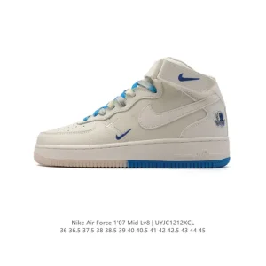Nike Air Force 1 Mid 07 White Leather Casual Sneakers