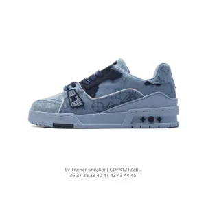 Louis Vuitton Trainer Sneaker Low Thick Sole Denim Casual Shoes