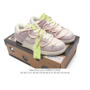 Off-White Dunk Low 50 Deconstructed Skate Shoe with Dual Laces and Silver Details