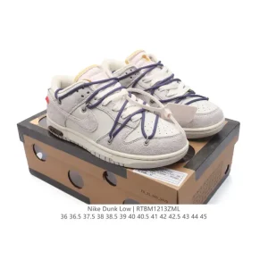 Off-White Nike Dunk Low The 50 Deconstructed Sail Dual Lace Skate Shoe
