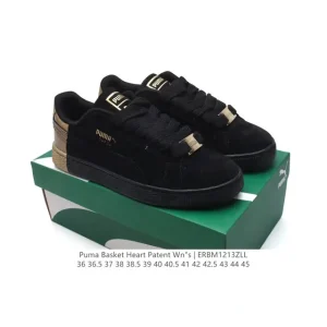 Puma Basket Heart Patent Leather Platform Sneakers for Men and Women