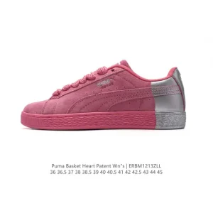 Puma Basket Heart Patent Leather Platform Sneakers for Men and Women