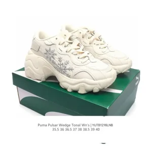 PUMA Women's Classic White Leather Dad Shoes for Casual Wear