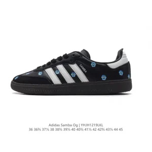 Adidas Samba OG Leather T-Toe Sneakers with Floral Embroidery