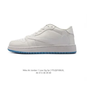Jordan 1 Low OG SP Military Blue Reverse Swoosh Leather Sneakers