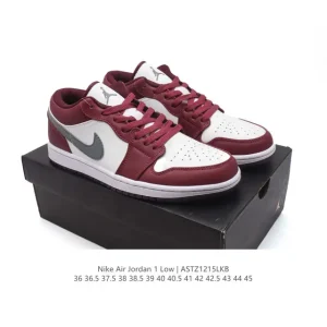 Air Jordan 1 Low Retro Classic Leather Sneakers with Air Cushioning