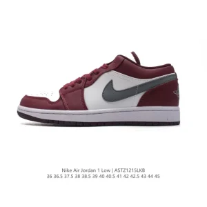 Air Jordan 1 Low Retro Classic Leather Sneakers with Nike Air Cushioning