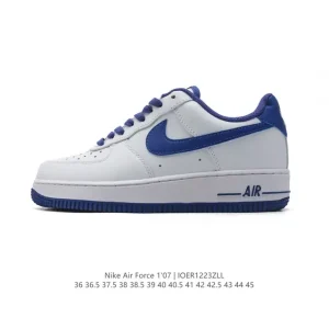 Nike Air Force 1 07 Low White Leather Sneakers with Air Cushioning