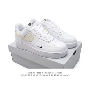 Nike Air Force 1 07 Low White Leather Sneakers with Air Cushion