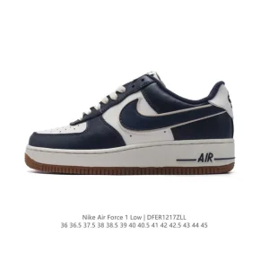 Nike Air Force 1 '07 Low White Leather Casual Sneakers with Air Cushion