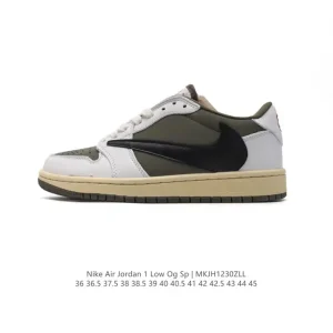 Jordan Air 1 Low Reverse Swoosh Military Blue Leather Sneakers