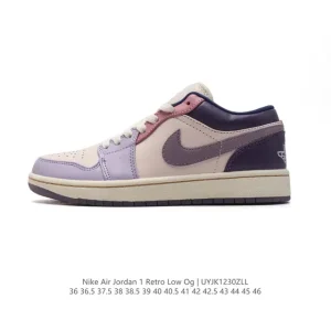 Jordan AJ1 Low Retro Basketball Shoes Vintage Style Leather Upper