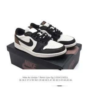 Jordan Air Jordan 1 Low Retro Basketball Shoes with Air Cushion and Wings Logo