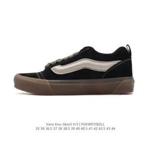 Vans Knu Skool VR3 LX Chunky Leather Sneakers in White Black