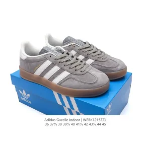 Adidas Originals Gazelle Indoor Retro Leather Sneakers with Gum Sole