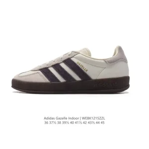 Adidas Originals Gazelle Indoor Retro Leather Sneakers with Gum Sole