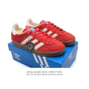 Adidas Originals Gazelle Indoor Retro Leather Sneakers with Gum Sole