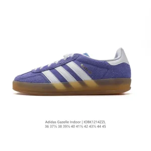Adidas Originals Gazelle Indoor Retro Leather Sneakers with Gum Sole
