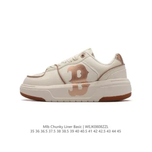 MLB Chunky Liner Basic Street Style Retro Leather Sneakers for Men and Women