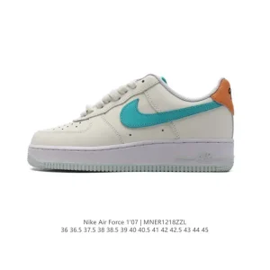 Nike Air Force 1 07 Low White Leather Sneakers with Air Cushioning