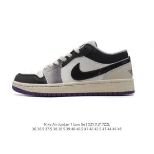 Jordan Air 1 Low Retro Classic Leather Sneakers with Air Cushion