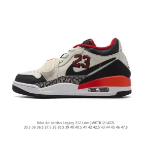 Jordan Legacy 312 Low Sneaker Black White Red Leather Basketball Shoes