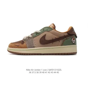 Jordan Zion Voodoo AJ1 Low OG Brown Patchwork Basketball Shoes