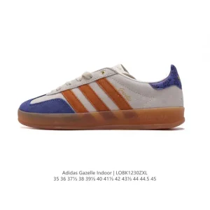 Adidas Originals Gazelle Indoor Retro Leather Sneakers with Gum Sole