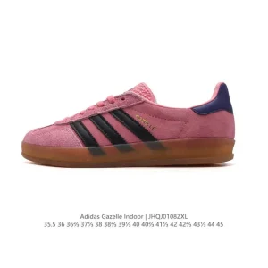 Adidas Originals Gazelle Indoor Retro Leather Sneakers with Gum Sole